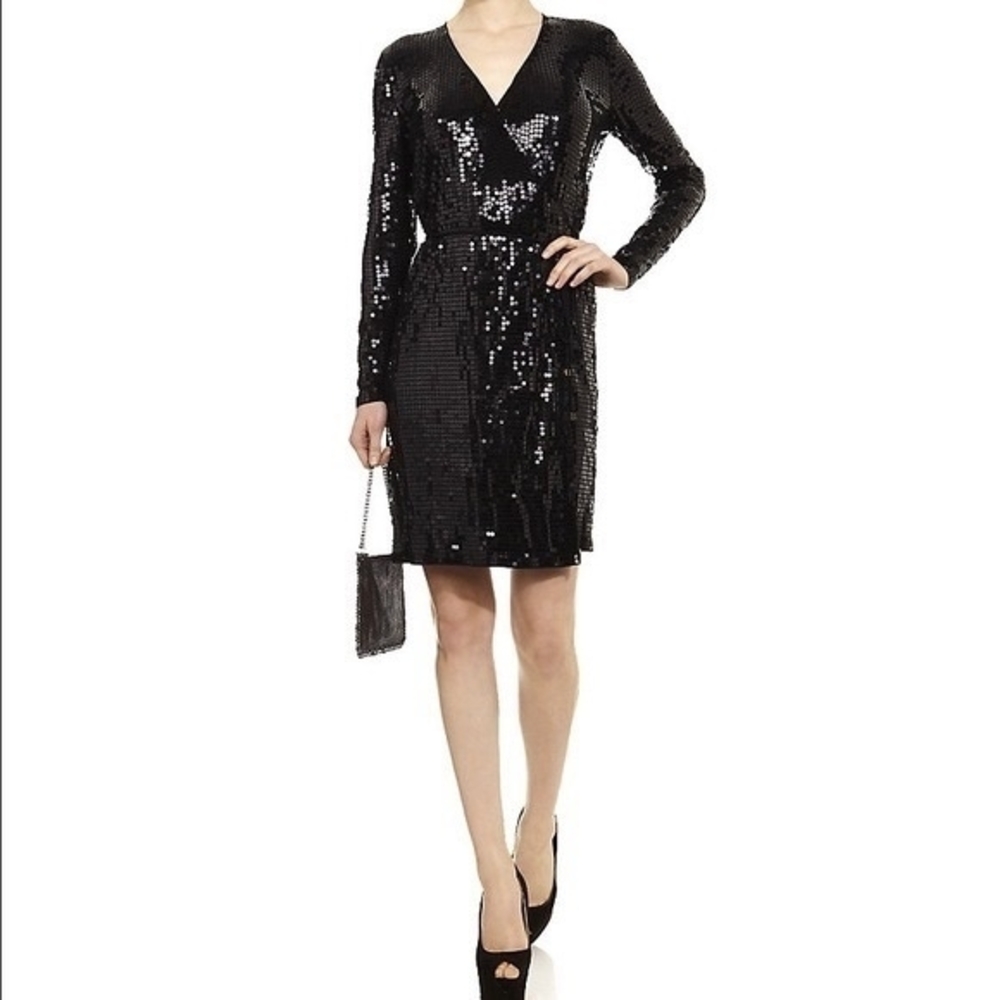 Michael Kors Black Sequin Wrap Dress - size XS or S - Picture 3 of 14
